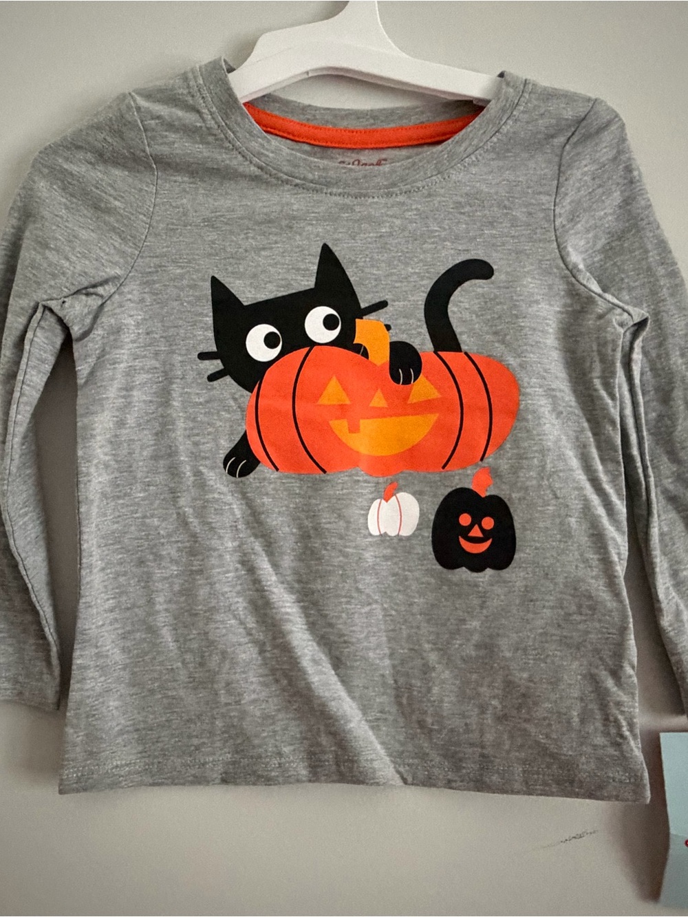 Halloween Cat Pumpkin Kids Tee - Gray size 2T, Brand NEW!